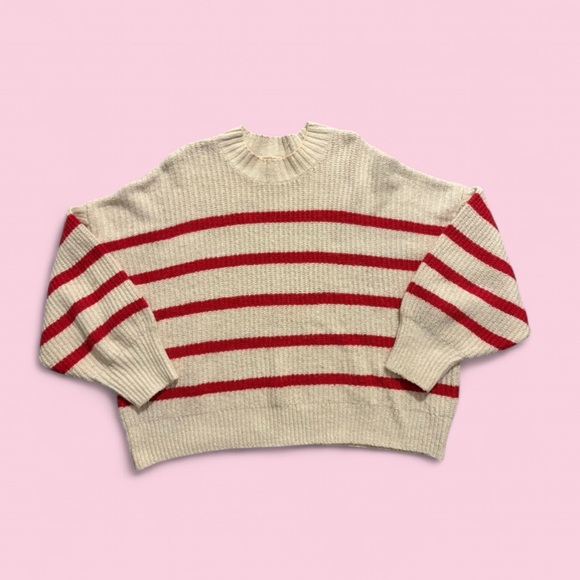 Old Navy Sweaters - Old Navy Cream & Red Stripe Knit Sweater XXL